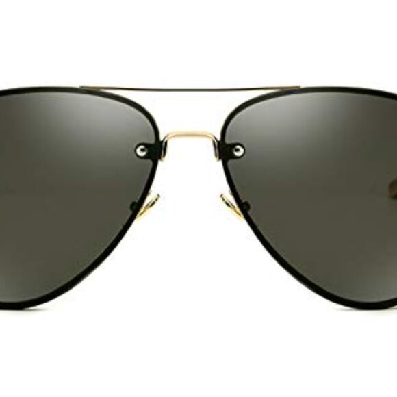 Classic Oversized Aviator Sunglasses Retro Gold Metal Frame Clear Lenses main image 7